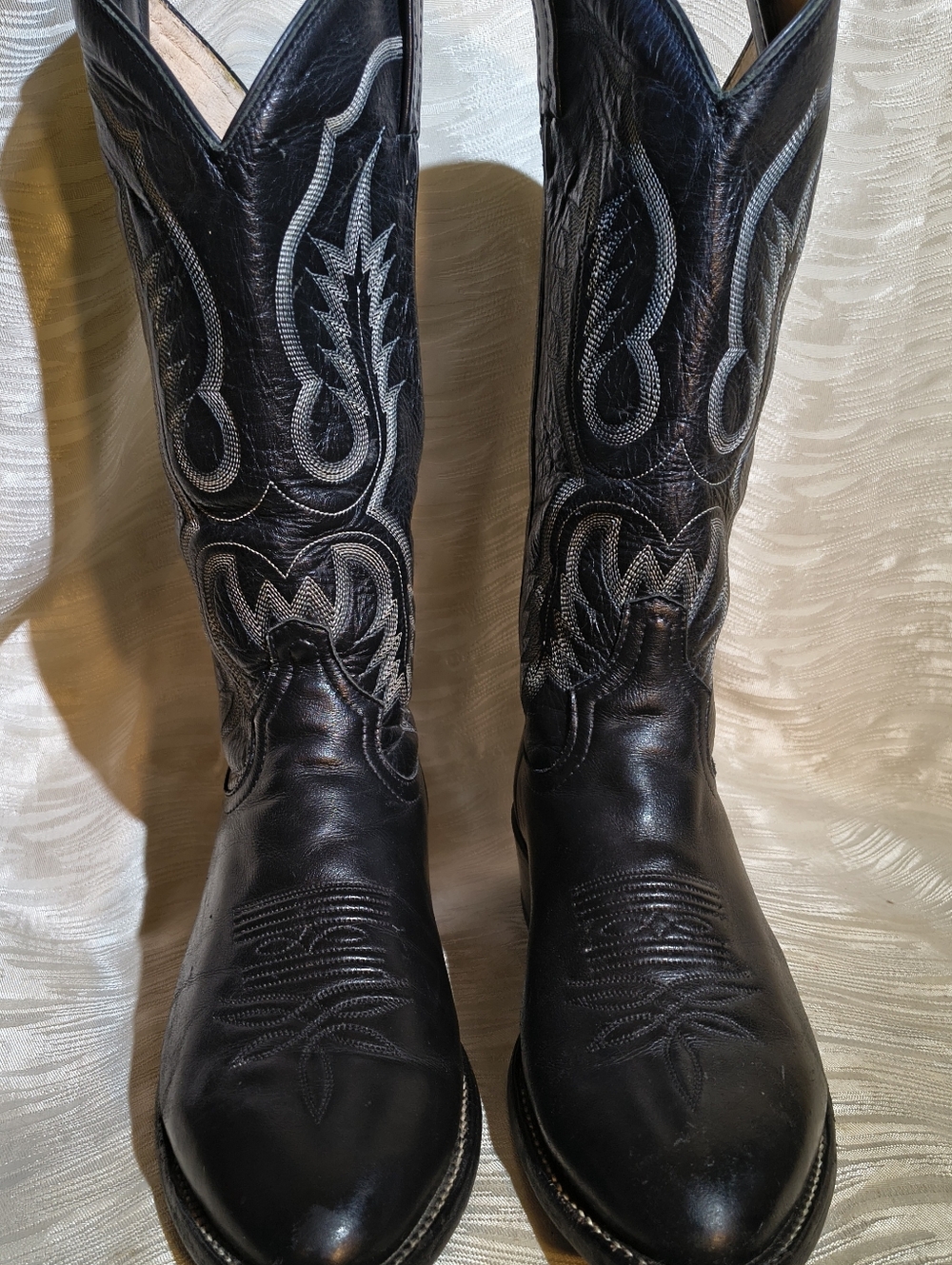 Men's Tony Lama Black Western Cowboy Boots 8.5EEE Light Wear, Superb Vintage